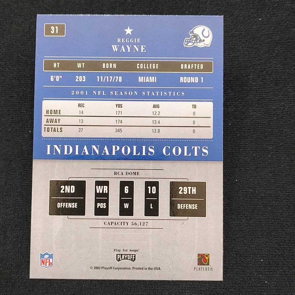 2002 Playoff Contenders‎ Season Ticket Reggie Wayne Indianapolis Colts #31